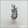 Charms Natural Crystal Dragon Holding Cilindrical Shape Chakra Stone Charms Rose Quartz Hangers voor sieradenaccessoires Dhseller2010 DHWI6