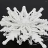 Christmas Decorations 5Pcs 12cm Big Pendant 3D Snowflake White Plastic Glitter Xmas Tree Hanging Ornaments Home Decor