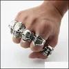 Anelli a grappolo Gothic Skl Intagliato Big Biker Rings Mens Anti-Sier Retro Punk per gioielli di moda in Bk Drop all'ingrosso Delive Dhseller2010 Dhvn0