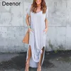 Casual Dresses Plus Size 5XL Sexy Women Dress Summer Solid Casual Short Sleeve Maxi Dress For Women Long Dress Lady Dresses 220826