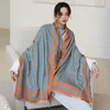 Designer Soie Écharpe Climatisation Châle Extérieur Hiver Chaud Foulards Femmes Coréenne Double Face Imitation Cachemire Écharpe