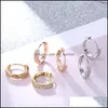 Hoop Huggie Designer Zircon Gold Sier Earring Double Row Cubic Zirconia Hie Hoop Brosk￶rh￤ngen f￶r kvinnor Simple Bohe Mjfashion DHPGS