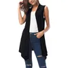 Jackets femininos Cardigan drapeados da blusa assimétrica do colete da bainha frontal aberta para mulheres sem mangas presentes para o Natal