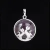 Pendant Necklaces Cute Crystal Double Cat Play Side Pendant Necklace Natural Stone Moon Couple Jewelry Gift Female Anima Dhseller2010 Dhsnq