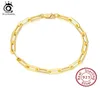 Orsa Jewels 14k Gold Plated 925 Sterling Silver Paperclip Link Chain Bracel