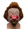 Horror Scary Cosplay Clown Maske Halloween Kostüm Party Prop Maskerade Joker Maske LED-Licht Gummi gruselige Vollgesichtsmasken für Erwachsene Kinder