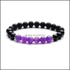 Kralen strengen 10 -st/set 8mm zwarte onyx amethist kralen antieke energie yoga kralen hand weven dstring armband voor geschenk w dhseller2010 dh3ko