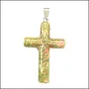 Charms 40x28mm Natural Crystal Stone Cross Charms h￤ngsmycken f￶r halsbandsmycken Making Drop Delivery 2021 Fyndkomponent DHSeller2010 DHPXF