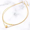 Collane con ciondolo Sfera in acciaio Rettangolo Collana donna Doppio strato Placcato oro 18k Dissolvenza Gioielli in titanio Marchio di moda Matrimonio Z306