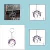 Lockets Tree of Life Keychain Crystal Crystal Stone المصنوع يدويًا DIY Amethyst Charm Necklace Netrolace Drop Drop