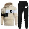 Mens Tracksuits Personality Patchwork Men Tracksuits Love Print Suits Man HoodiesPants Two Piece Set Autumn Winter Warm Pullover Suits 220905