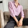 Blouses feminina feminina Moda múltipla feminina Solid Soly Chiffon Women 2022 Summer Office Lady Manga Long Green Purple Shirt and Top