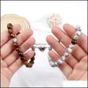 Charm Bracelets 2Pcs/Set Heart Magnet Pendant Bracelet Couples Lover Meaningf Natural Stone Bangles Jewelry 8Mm Strench Psera Gift Fr Dh8Pb