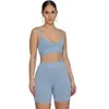 Survêtements pour femmes 1L205 Summer Femmes Casual Fashion Solid Sling Sexy Top Shorts Tight Fit Sports Two Piece Suit Femmes