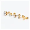 Stud New Arrival M-8Mm Clear Cubic Zirconia Stud Earring For Women Girls Sier Gold Rose Plated Stainless Steel Wedding Earr Mjfashion Dhzge