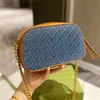 Denim Pikowanie Torby na aparat Łańcuchy Torby Crossbody Torebki damskie Torebka Unisex Patchwork Skórzany zamek błyskawiczny Sprzęt Kieszeń o dużej pojemności Moda List Mężczyźni Portmonetka