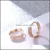 Hoop Huggie Designer Zircon Gold Sier Earring Double Row Cubic Zirconia Hie Hoop Brosk￶rh￤ngen f￶r kvinnor Simple Bohe Mjfashion DHPGS