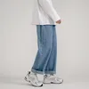Jeans masculinos de moda coreana masculina jeans clássica unissex homem reto jeans wieleg calça hip hop hip bagy azul cinza preto 220905