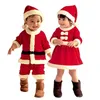Özel Durumlar Noel Çocukları Noel Baba Kostümü Toddler Bebek Kırmızı Noel Kıyafetleri Partisi Kırmızı Elbise Çocuklar Yıl Noel Baba Seti 220905