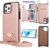 Toppl￤derdesigner Telefonfodral f￶r iPhone 14 Pro Max 13 12 11 XS XR 6 7 8 14Plus Fashion Wristband Print Cover Luxury Card Holder Pocket TPU Multifunktionell pl￥nbokfodral