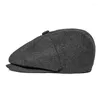 Berets Jangoul Sboy Caps Men Flat Cap Wol Blend Driving Hat Beret Male Herringband Baker Boy Boy Ivy hoeden