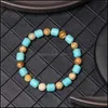 Bracelets à breloques Tube Turquoises Pierre Perles Bleu Charme Bracelet Pour Femmes Hommes Chanceux Énergie Bijoux Cadeaux Drop Delivery 2021 Bracelets Dhlba