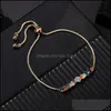 Link Chain Women Girls Gold Rainbow Bar Crystal Charm Armband Justerbar kedja Tennis Colorf Cubic Zirconia Bangle Party W Lulubaby Dhrsi