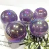 Figurine decorative naturali colorate aura ametista sfera di cristallo sfere folk artigianato pietra curativa per la decorazione domestica