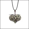 Pendentif Colliers Mode Coeur Forme Pendentifs Pierre Naturelle Collier Ras Du Cou Oeil De Tigre Opale Aventurine Chaînes En Cuir Ne Dhseller2010 Dhbew