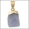 Pendant Necklaces Gold Plating Edged Birthstone Healing Crystal Energy Druzy Quartz Pendant Necklaces Fashion Women Men Jewelry Whole Dhrgc