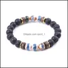 Charm Bracelets Retro Dzi Stone Charm Bracelet Women Men Wood 8Mm Lava Beads Essential Oil Diffuse Tibetan Buddha Strench Bracelets J Dhzgl