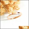 Bandringe Neuer Edelstahl-Quadrat-Zirkon-Ring für Frauen 2 mm Silber Roségold Schlank stapelbar Ewigkeit Verlobung Hochzeit Fa Lulubaby Dh9Sd