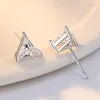Серьги -грибы 100% 925 Серебряный серебряный треугольник создал Moissanite Gemstone Свадебное обручальное уш