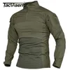 Magliette da uomo TACVASEN Camicie da combattimento militari da uomo Camicie da caccia tattiche a maniche lunghe con 14 zip Escursionismo all'aperto Camicie da esercito Casual Pullover Tops 220905