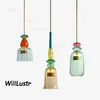 Candy Color Glass Pendant Lamp Macaron Color Suspension Light Home Home Hotel Shop Mall Bar Cafe Modern Hanging Lighting