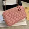 Borse da donna borsette in pelle di agnello classica trapuntata con doppia patta borsa a catena di medie dimensioni da 21 cm Borse a tracolla di lusso firmati