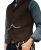 Herrenanzüge Blazer Anzug Weste Braun Hochzeit Wolle Tweed Business Weste Jacke Casual Slim Fit Gilet Homme Westen für Groosmen Mann 220905