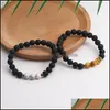 Brins perlés 8Mm haute qualité naturel noir pierre volcanique perles bracelet à breloques pour hommes à la main élastique oeil de tigre Tbr Carshop2006 Dh90X