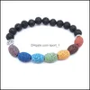 Bedelarmbanden boom van het leven charmes genezing 7 chakra's ovale lava stenen kralen armband etherische oliediffuser armbanden hand strings f dhsu3