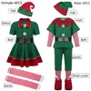 Special Occasions Men Women Girls Boys Christmas Santa Claus Costume Green Elf Cosplay Family Christmas Party Year Fancy Dress Clothes Set For 220905