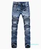 2022 Новая мода Мужские джинсы Джинсы Внешняя торговля светло -голубые брюки черные джинсы мотоциклевые байкеры, мытье, чтобы сделать старые брюки для мужчин.