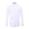 남자 드레스 셔츠 작은 꿀벌 자수 남자 셔츠 단색 긴 소매 유럽 스테이션 비즈니스 캐주얼 스타일 슬림 흰색