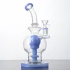 Calami in stile a sfera blu giada 14 mm con giuntura femmina teschio per vetro un unico percolatore bong olio tamponi per olio con ciotola wp2281