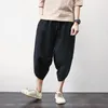 Pantalon masculin lin chinois vent lâche de jogging poutre coton et harem à corps large pour hommes