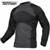 Camisetas masculinas Tacvasen Men Summer Summer Tactical T-Shirt Exército Combate Airsoft Tops de manga longa Camise