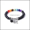 Braccialetti con ciondoli Hq Ciondoli albero retrò Bracciale con sette chakra Nero Bianco Turchese Pietra lavica Perline Donna Uomo Amante Energia Buddha Brac Dhk2U