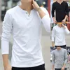 T-shirts pour hommes Chemise mince T-shirt à usage quotidien Col en V All Match Men For Buttons Decoration Spring Base