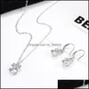 Wedding Jewelry Sets New Owl Dancer Love Slippers Geometric Pendant Chain Necklece Earring Set For Women Girl Gold Sier Zir Mjfashion Dh4Nx