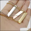 Pendant Necklaces New Blank Bar Pendant Necklace For Women Men Stainless Steel Gold Rose Sier Charm Jewelry Buyer Own Eng Carshop2006 Dh3Tq