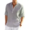 Мужские рубашки мужская льняная рубашка с длинным рукавом свободная повседневная футболка с длинным рукавом хлопчатобумажная рубашка плюс 220905
